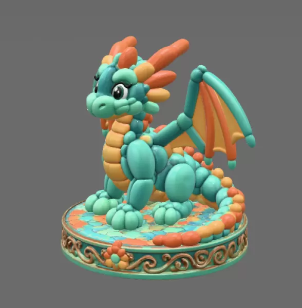 Cute Balloon Baby Dragon STL File for 3D Print - Model preview 4