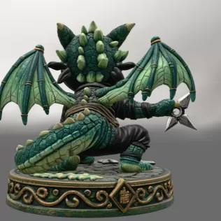 Cute Fantasy Ninja Dragon STL File for 3D Printing - Model thumbnail 5