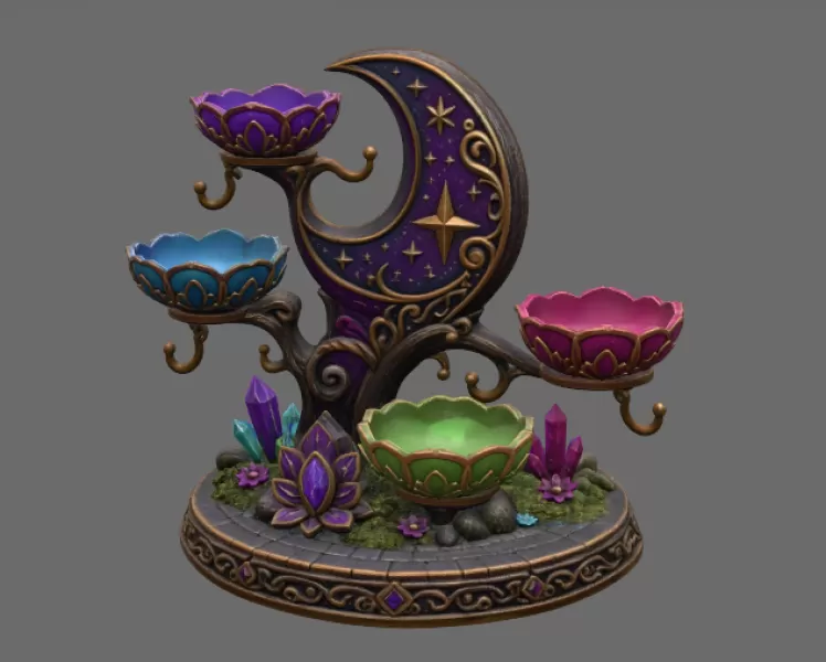 Celestial Moon Jewelry & Key Organizer STL File for 3D Print - Model preview 7