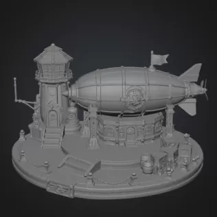 Steampunk Airship Station STL File for 3D Print - Model thumbnail 12