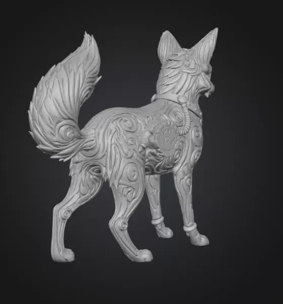 Steampunk Fox Figurine – Highly Detailed 3D Model - Model preview 4