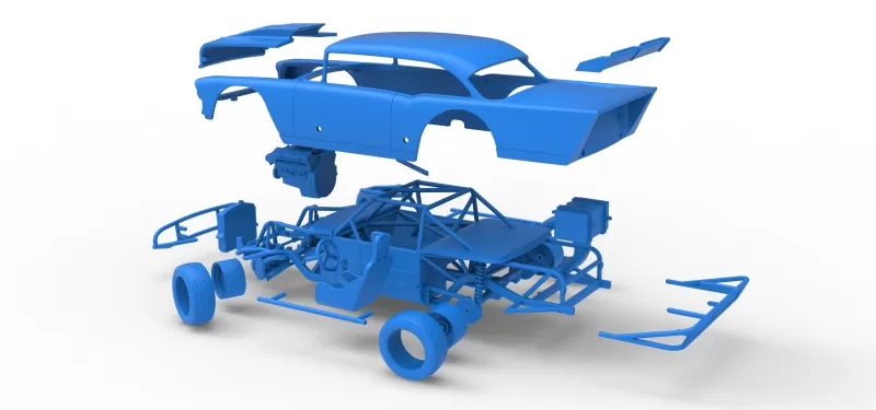 Vintage Dirt Modified stock car V9 while turning Scale 1:25 - Model preview 29
