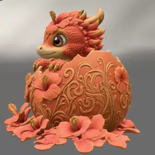 Hibiscus Hatchling Dragon STL File for 3D Print - Model thumbnail 9