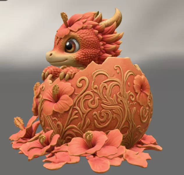 Hibiscus Hatchling Dragon STL File for 3D Print - Model preview 9