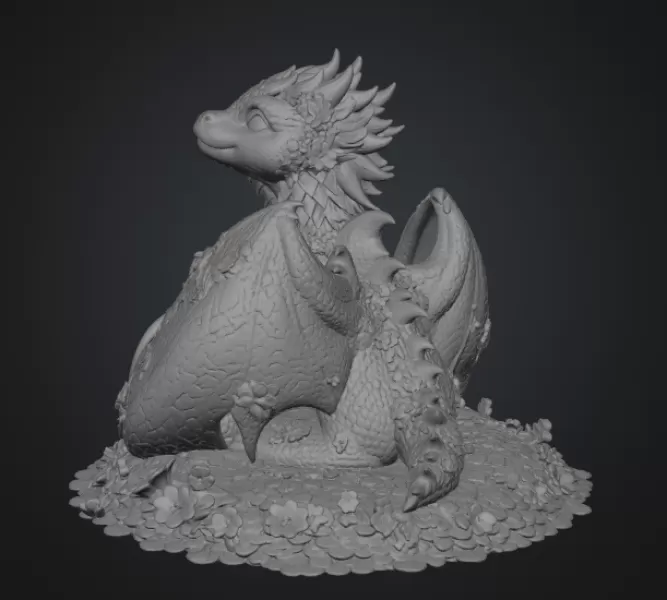 Cherry Blossom Dragon Family STL File for 3D Print - Model preview 12
