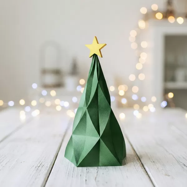 Christmas Tree Figurine | Modern Holiday Geometric Decoration - Model preview 1