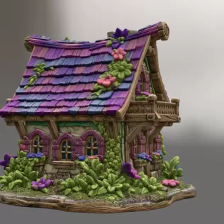 Enchanted Bloom Cottage STL File for 3D Printing - Model thumbnail 8