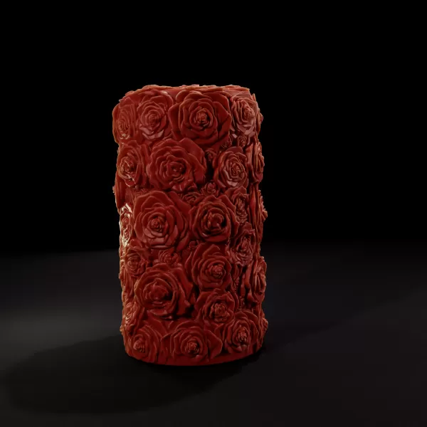 Rose Cylinder Candle Mold - 3D Printable Model - Model preview 4