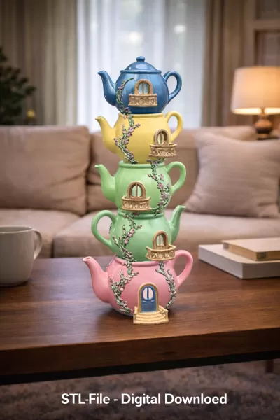 Enchanted Teapot Tower STL File for 3D Printing - Model preview 1