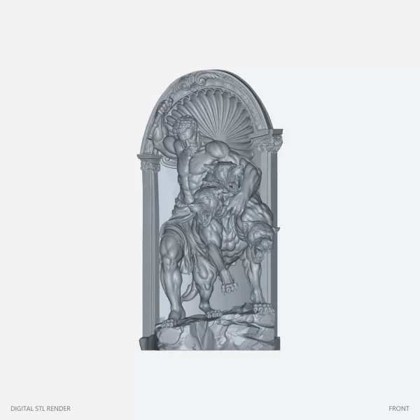 Heracles and Three-Headed Hound Diorama - 100 mm STL - Model preview 2