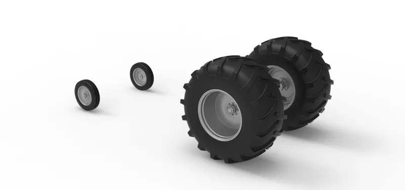 Wheel Set of Vintage Pulling tractor Version 2 Scale 1:25 - Model preview 7