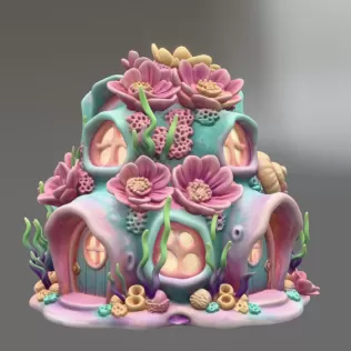 Fantasy Underwater Cottage STL File for 3D Printing - Model thumbnail 4