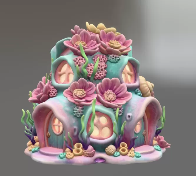 Fantasy Underwater Cottage STL File for 3D Printing - Model preview 4