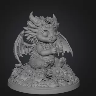 Cute Flower Dragon STL File 3D Print - Model thumbnail 10