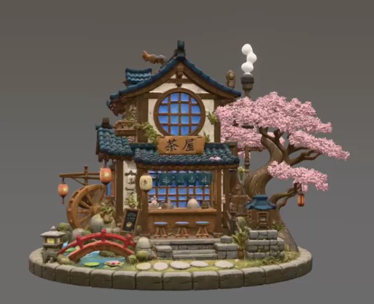 Japanese Tea House STL File for 3D Print - Model preview 6