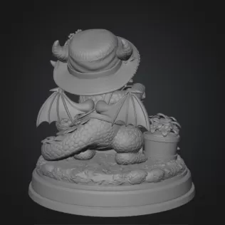 Cute Farmer Dragon Figurine STL File for 3D Printing - Model thumbnail 10