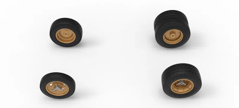 Wheel Set of Vintage Dirt Supermodified stock car V2 Scale 1:25 - Model preview 5