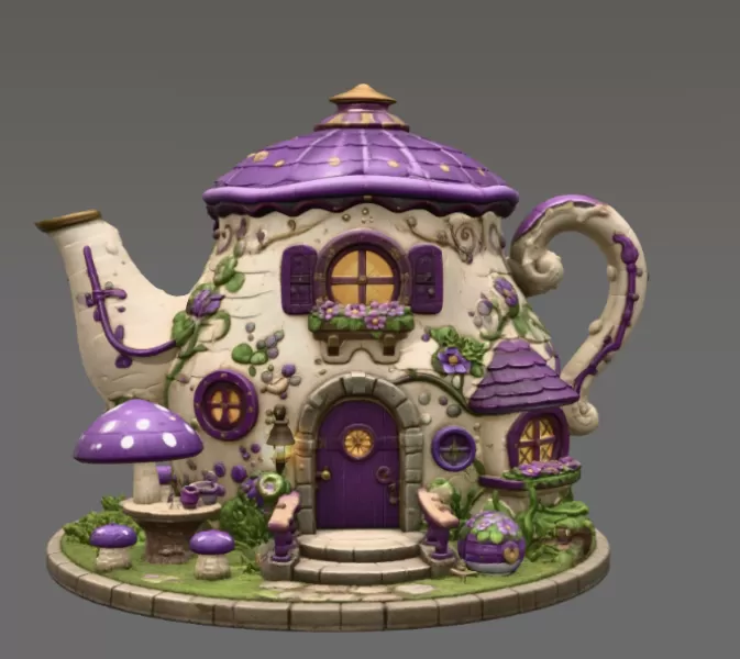 Enchanted Teapot Cottage STL File for 3D Print - Model preview 6