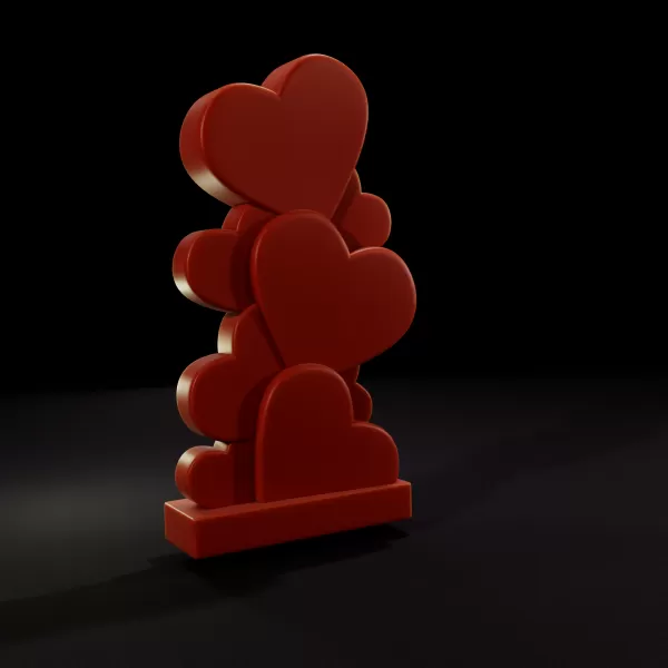 Stacked Hearts Candle Mold - Printable 3D Model - Model preview 4