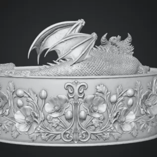 Crimson Poppy Dragon Planter STL File for 3D Print - Model thumbnail 15