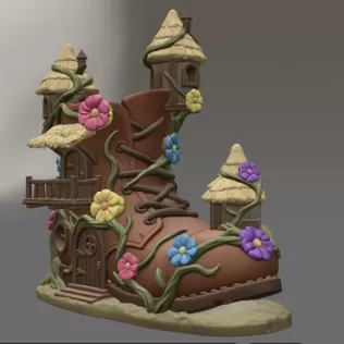 Enchanted Boot House STL File for 3D Printing - Model thumbnail 4