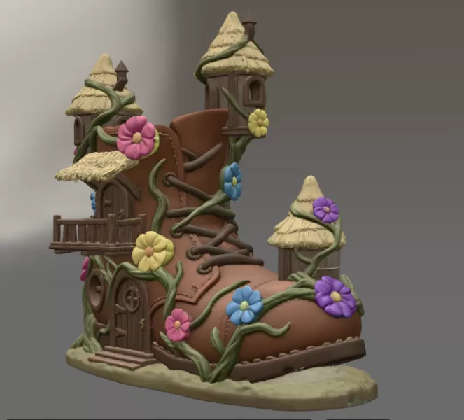 Enchanted Boot House STL File for 3D Printing - Model preview 4