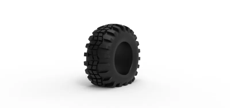 Offroad tire 4 deflated Scale 1:25 - Model preview 2
