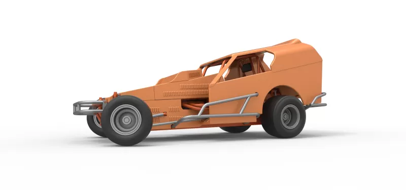 Vintage Dirt Modified stock car Version 3 while turning 1:25 - Model preview 2