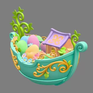 Fantasy Easter Egg Boat STL File– 3D Printable Easter Decoration - Model thumbnail 5