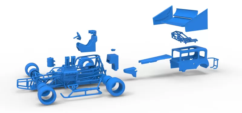 Vintage Winged Supermodified stock car Version 3 Scale 1:25 - Model preview 28