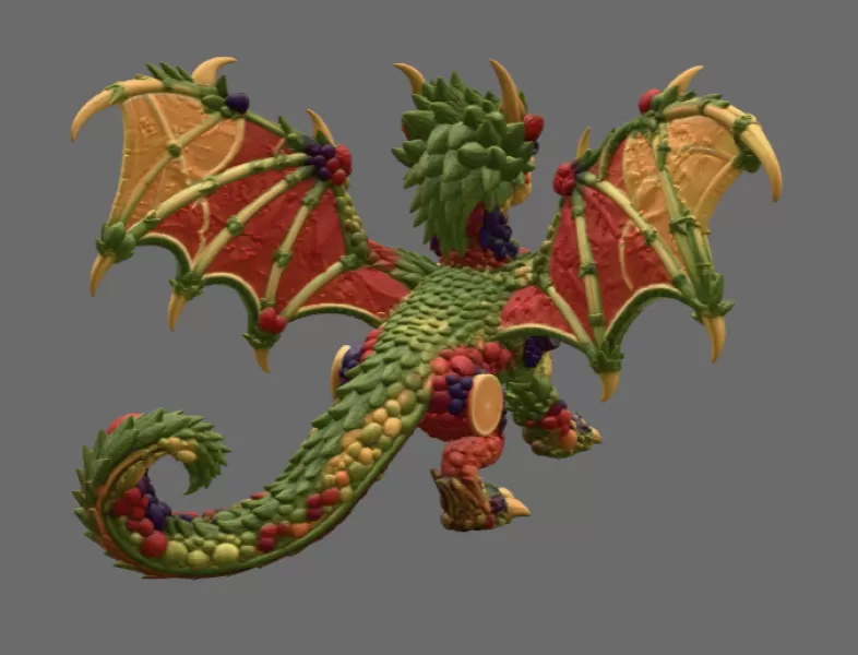 Fruit Harvest Dragon STL File for 3D Print - Model preview 6