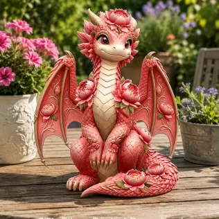 Rosé Bloom Dragon STL File for 3D Print - Model thumbnail 4