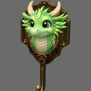 Cute Dragon Wall Hook STL File Digital Download - Model thumbnail 3