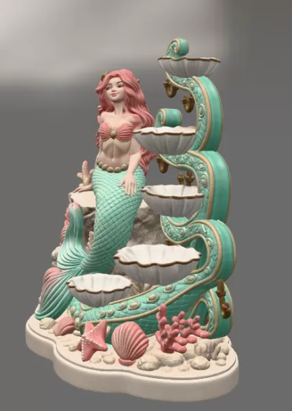 Mermaid Shell Jewelry Organizer STL File for 3D Print - Model preview 9