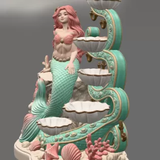 Mermaid Shell Jewelry Organizer STL File for 3D Print - Model thumbnail 9