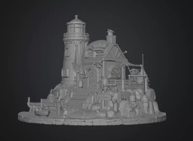 🌊 Lighthouse Harbor House STL File for 3D Print - Model preview 13