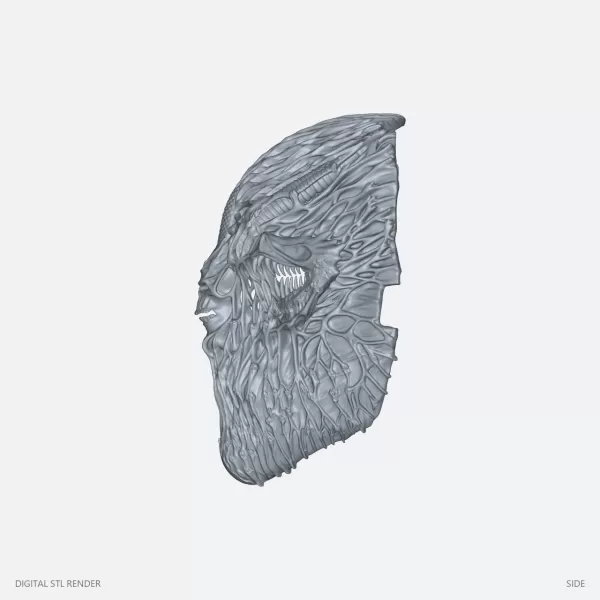 Biomorphic Fanged Helmet Display - STL - Model preview 3