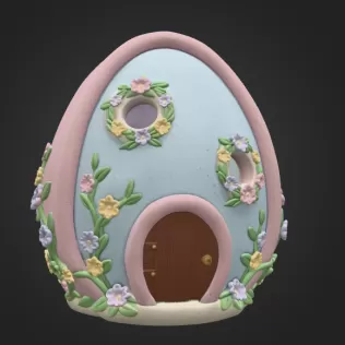 Floral Fantasy Egg House - STL File 3D Printable - Model thumbnail 3