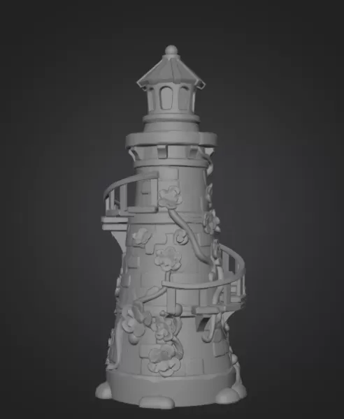 Fantasy Spiral Tower House STL File 3D Printable Fairy Tower - Model preview 9