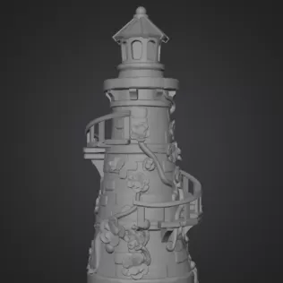 Fantasy Spiral Tower House STL File 3D Printable Fairy Tower - Model thumbnail 9