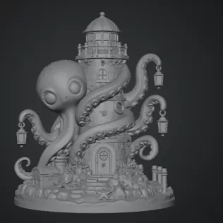 Octopus Lighthouse Keeper STL File for 3D Print - Model thumbnail 10