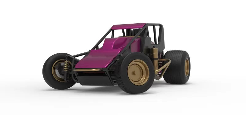 Dirt Silver Crown Car while turning Scale 1:25 - Model preview 6