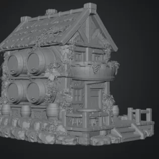 Fantasy Wine Cottage – Medieval Vineyard House STL for 3D Printi