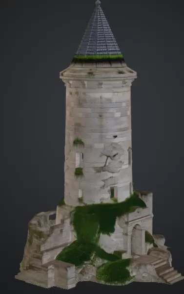 Turm mit mehreren Etagen,Spitzdach und anbau - Model preview 2