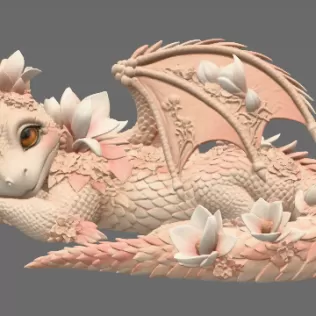 Peach Baby Blossom Dragon STL File for 3D Print - Model thumbnail 6