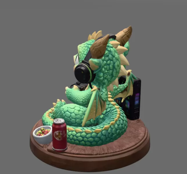 Gamer Dragon STL File for 3D Print - Model preview 2