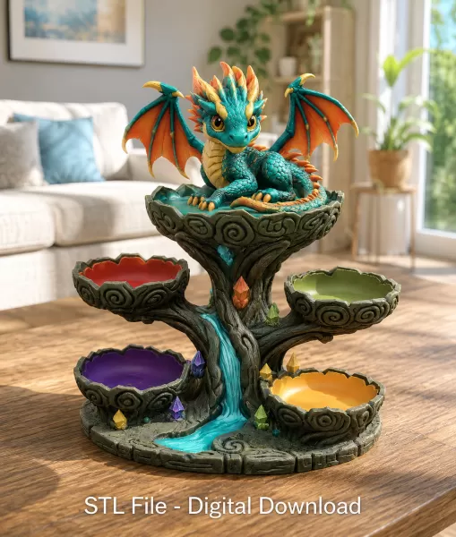 Baby Dragon Organizer Tree STL File for 3D Print - Model preview 4