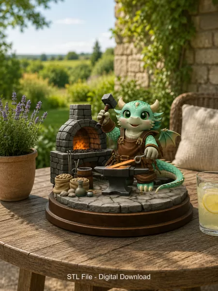 Blacksmith Dragon STL File for 3D Print - Model preview 1