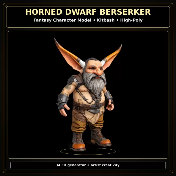 Fantasy Dwarf Warrior Pack – Fantasy Character Model Kitbash - Model preview 8