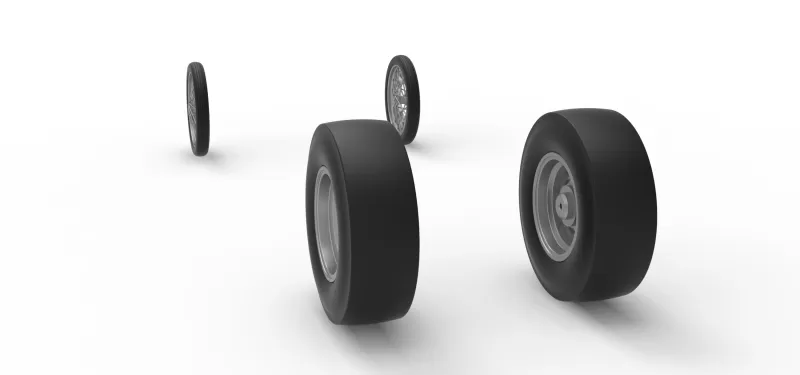 Wheel Set of Vintage Front engine dragster V8 Scale 1:25 - Model preview 9
